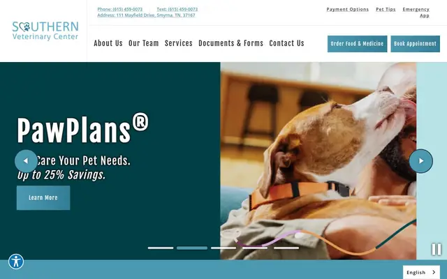 Homepage of Southern Veterinary Center – cat vet in Smyrna, TN