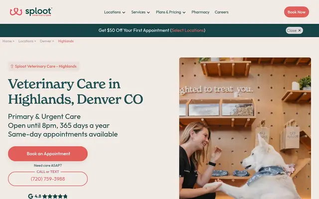 Homepage of Sploot Veterinary Care - Highlands – cat vet in Denver, CO