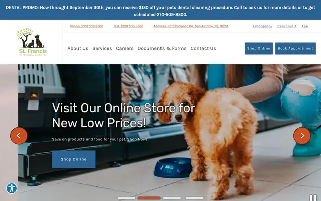 Homepage of St. Francis Veterinary Hospital – cat vet in San Antonio, TX