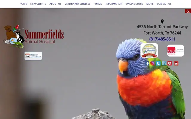 Homepage of Summerfields Animal Hospital – cat vet in Fort Worth, TX