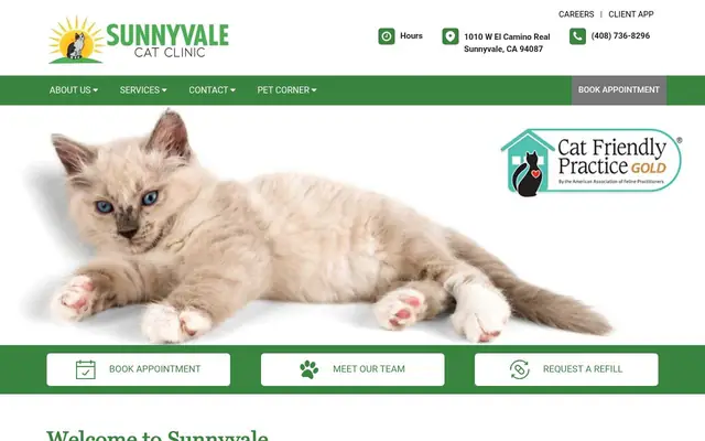 Homepage of Sunnyvale Cat Clinic – cat vet in Sunnyvale, CA