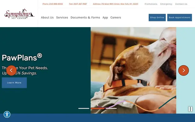 Homepage of Symphony Veterinary Center – cat vet in New York, NY