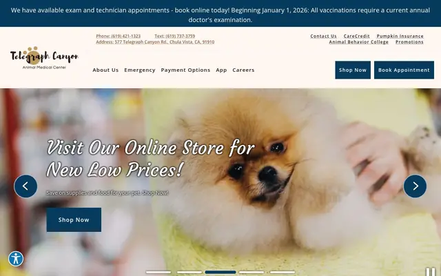 Homepage of Telegraph Canyon Animal Medical Center – cat vet in Chula Vista, CA