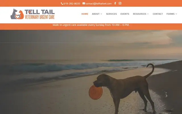 Homepage of Tell Tail Veterinary Urgent Care – cat vet in San Diego, CA