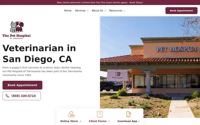 Homepage of The Pet Hospital of Tierrasanta – cat vet in San Diego, CA