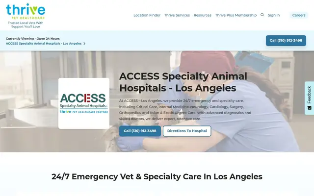 Homepage of ACCESS Specialty Animal Hospitals - Los Angeles – cat vet in Culver City, CA