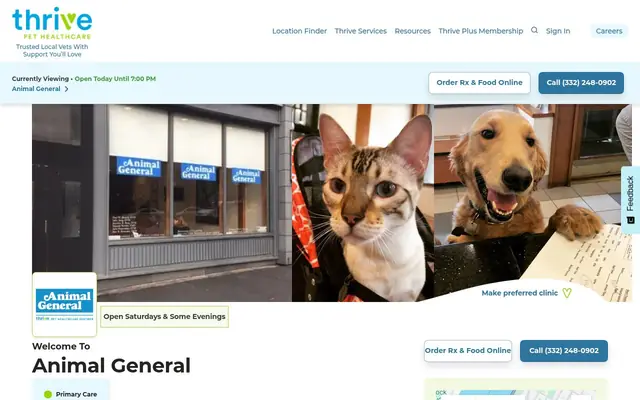 Homepage of Animal General – cat vet in New York, NY