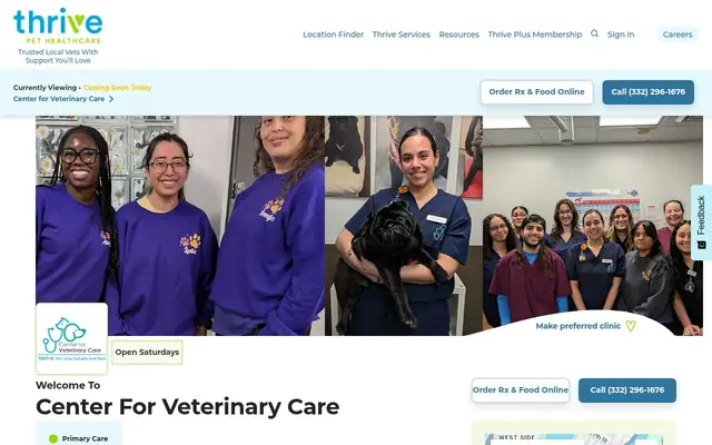 Homepage of Center for Veterinary Care – cat vet in New York, NY