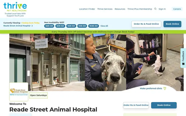 Homepage of Reade Street Animal Hospital, A Thrive Pet Healthcare Partner – cat vet in New York, NY