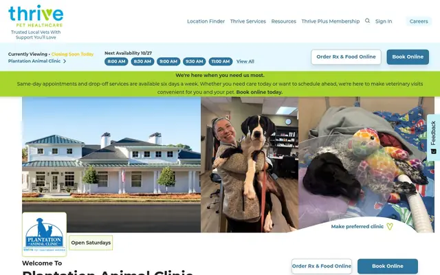 Homepage of Plantation Animal Clinic – cat vet in Matthews, NC