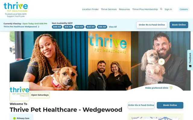 Homepage of Thrive Pet Healthcare - Wedgewood – cat vet in Nashville, TN
