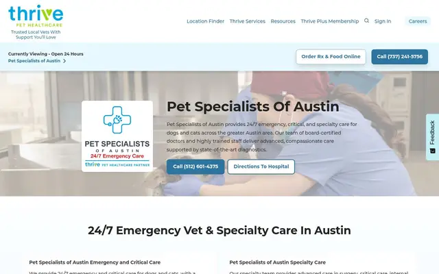 Homepage of Pet Specialists of Austin – cat vet in Austin, TX