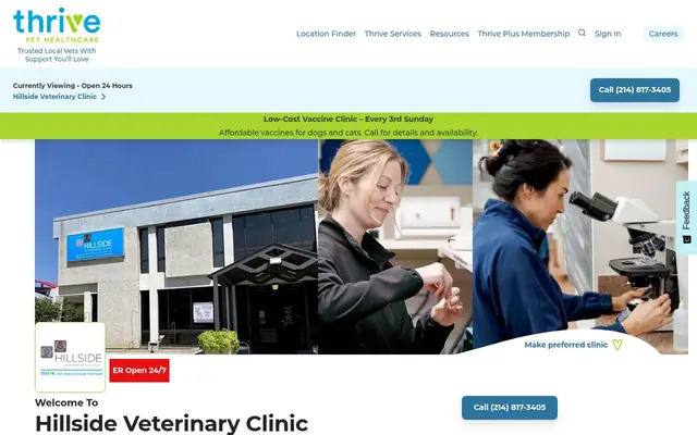 Homepage of Hillside Veterinary Clinic – cat vet in Dallas, TX