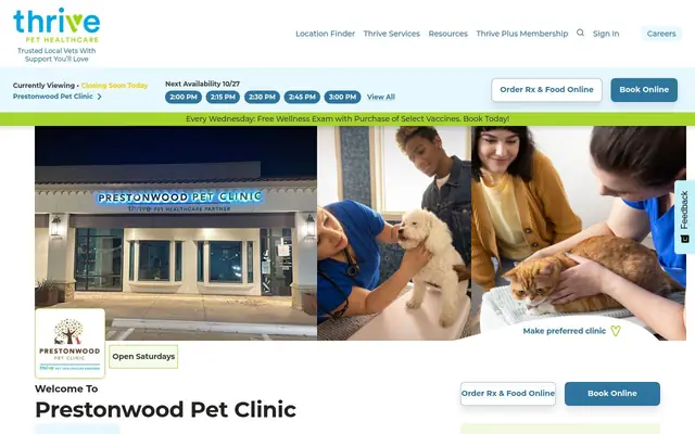 Homepage of Prestonwood Pet Clinic – cat vet in Dallas, TX