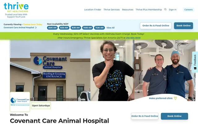 Homepage of Covenant Care Animal Hospital – cat vet in Leon Valley, TX