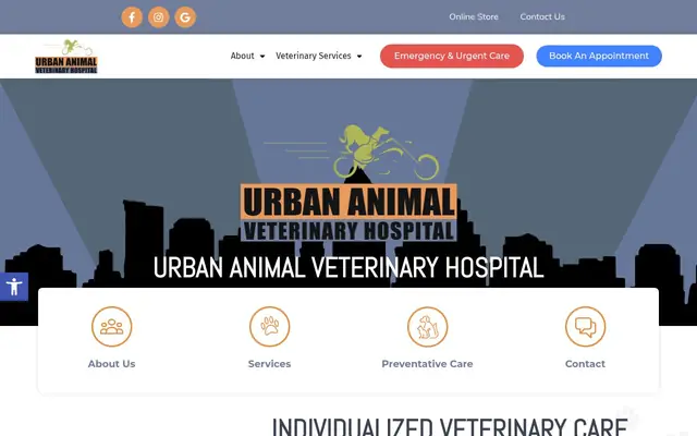 Homepage of Heights Veterinarian - Urban Animal Veterinary Hospital – cat vet in Houston, TX