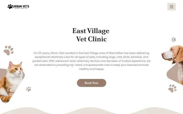 Homepage of Urban Vets Animal Hospital – cat vet in New York, NY