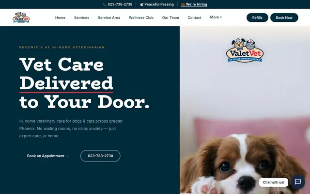 Homepage of Valet Vet – cat vet in Phoenix, AZ