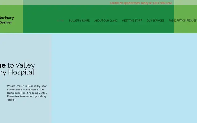 Homepage of Valley Veterinary Hospital Denver – cat vet in Denver, CO