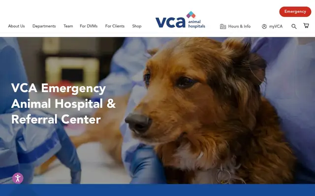 Homepage of VCA Emergency Animal Hospital & Referral Center – cat vet in San Diego, CA