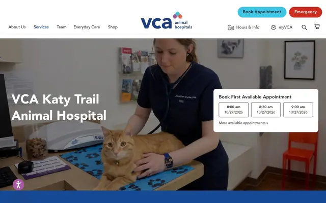 Homepage of VCA Katy Trail Animal Hospital – cat vet in Dallas, TX