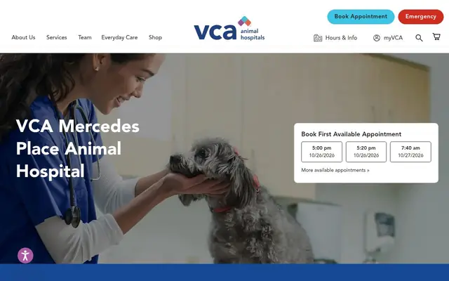 Homepage of VCA Mercedes Place Animal Hospital – cat vet in Benbrook, TX