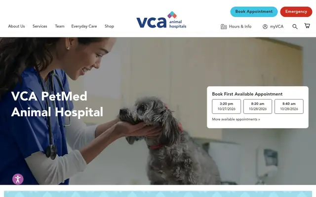 Homepage of VCA PetMed Animal Hospital – cat vet in Antioch, TN