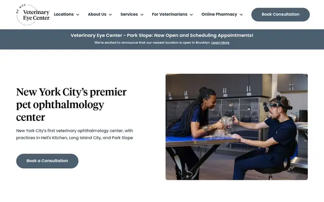 Homepage of Veterinary Eye Center - Hell's Kitchen – cat vet in New York, NY