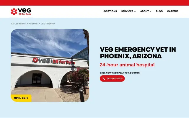 Homepage of VEG ER for Pets – cat vet in Phoenix, AZ