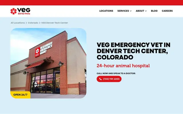 Homepage of VEG ER for Pets – cat vet in Denver, CO