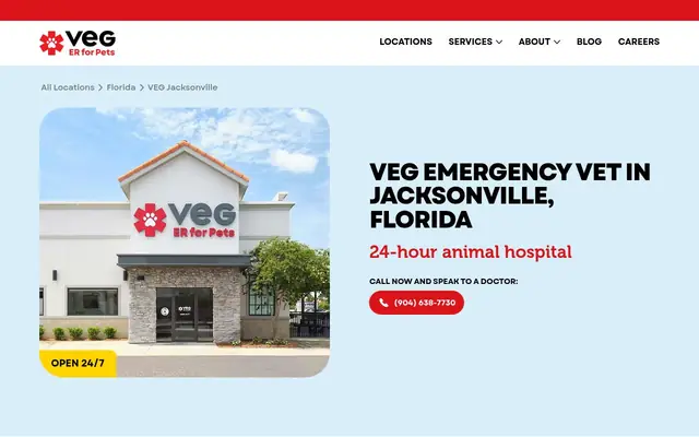 Homepage of VEG ER for Pets – cat vet in Jacksonville, FL