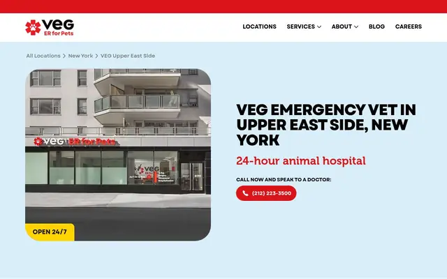 Homepage of VEG ER for Pets – cat vet in New York, NY