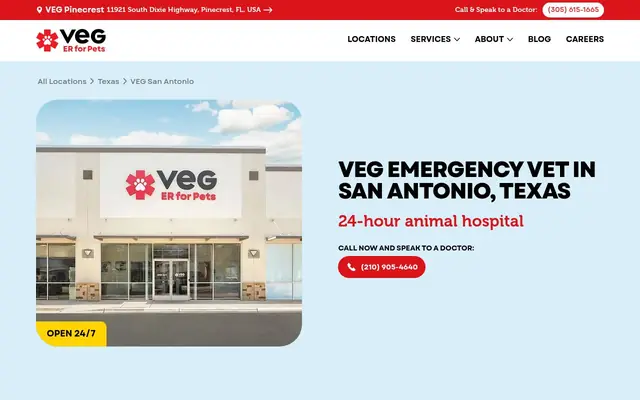 Homepage of VEG ER for Pets – cat vet in San Antonio, TX