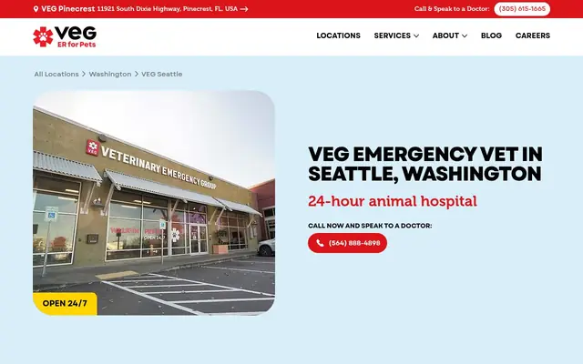 Homepage of VEG ER for Pets – cat vet in Seattle, WA