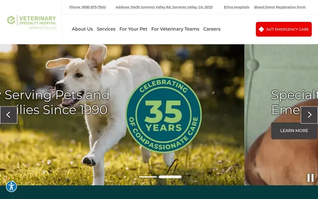 Homepage of Veterinary Specialty Hospital - Sorrento Valley – cat vet in Sorrento Valley, CA