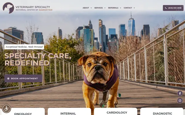 Homepage of Veterinary Specialty Referral Center of Manhattan – cat vet in New York, NY