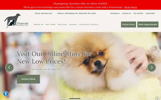 Homepage of Waterville Veterinary Clinic – cat vet in Waterville, NY
