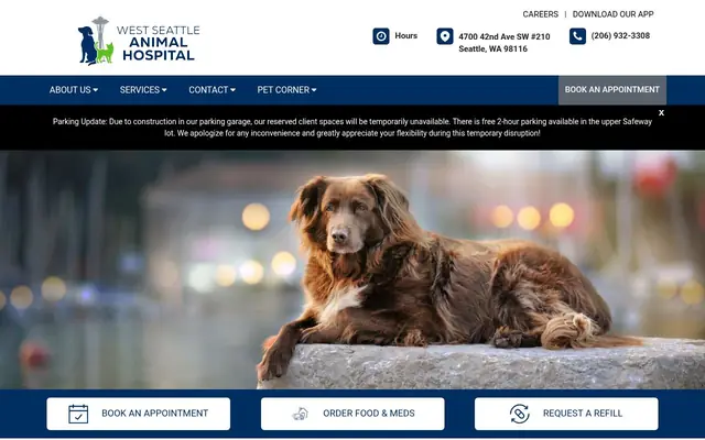 Homepage of West Seattle Animal Hospital – cat vet in Seattle, WA