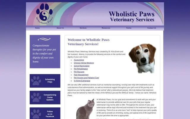 Homepage of Wholistic Paws Veterinary Services – cat vet in Ashburn, VA