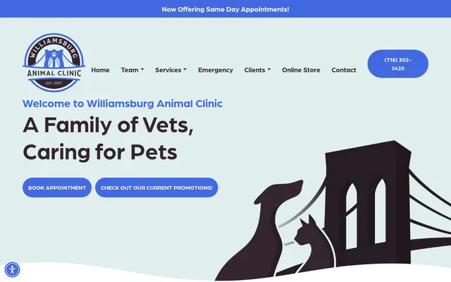 Homepage of Williamsburg Animal Clinic – cat vet in Brooklyn, NY