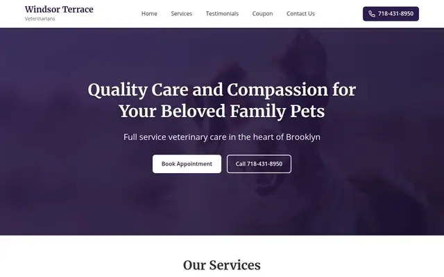 Homepage of Windsor Terrace Veterinarians – cat vet in Brooklyn, NY