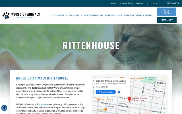 Homepage of World of Animals at Rittenhouse – cat vet in Philadelphia, PA