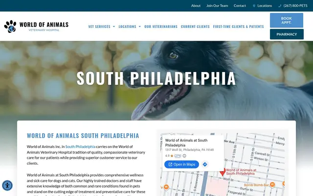Homepage of World of Animals at South Philadelphia – cat vet in Philadelphia, PA