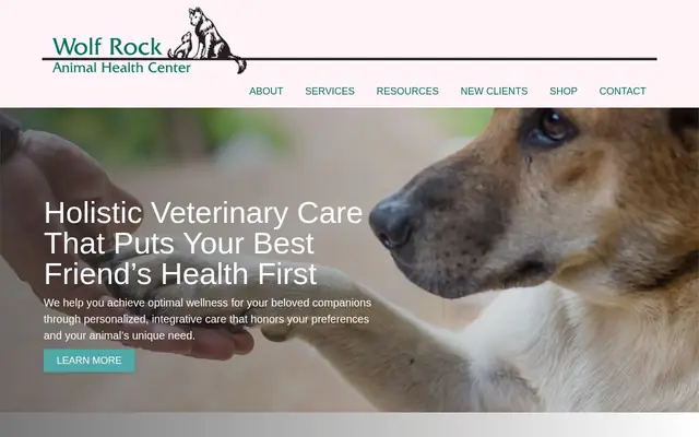 Homepage of Wolf Rock Animal Health Center – cat vet in Exeter, RI