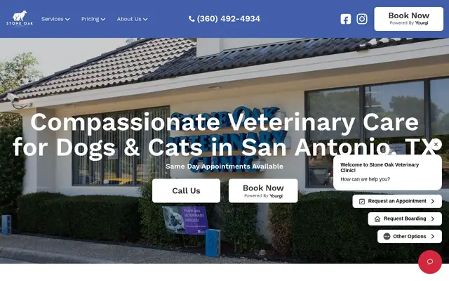 Homepage of Stone Oak Veterinary Clinic – cat vet in San Antonio, TX